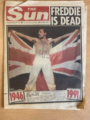 Freddie Is Dead. Freddie Mercury Queen. Sun Newspaper Nov 1991. RARE!