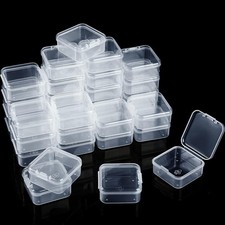 48 Packs Clear Small Plastic Containers with Hinged Lid 1.7 X 1.7 X 0.79 Inches