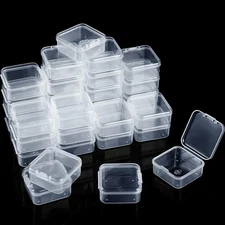 48 Packs Clear Small Plastic Containers with Hinged Lid (1.7 X 1.7 X 0.79 Inches