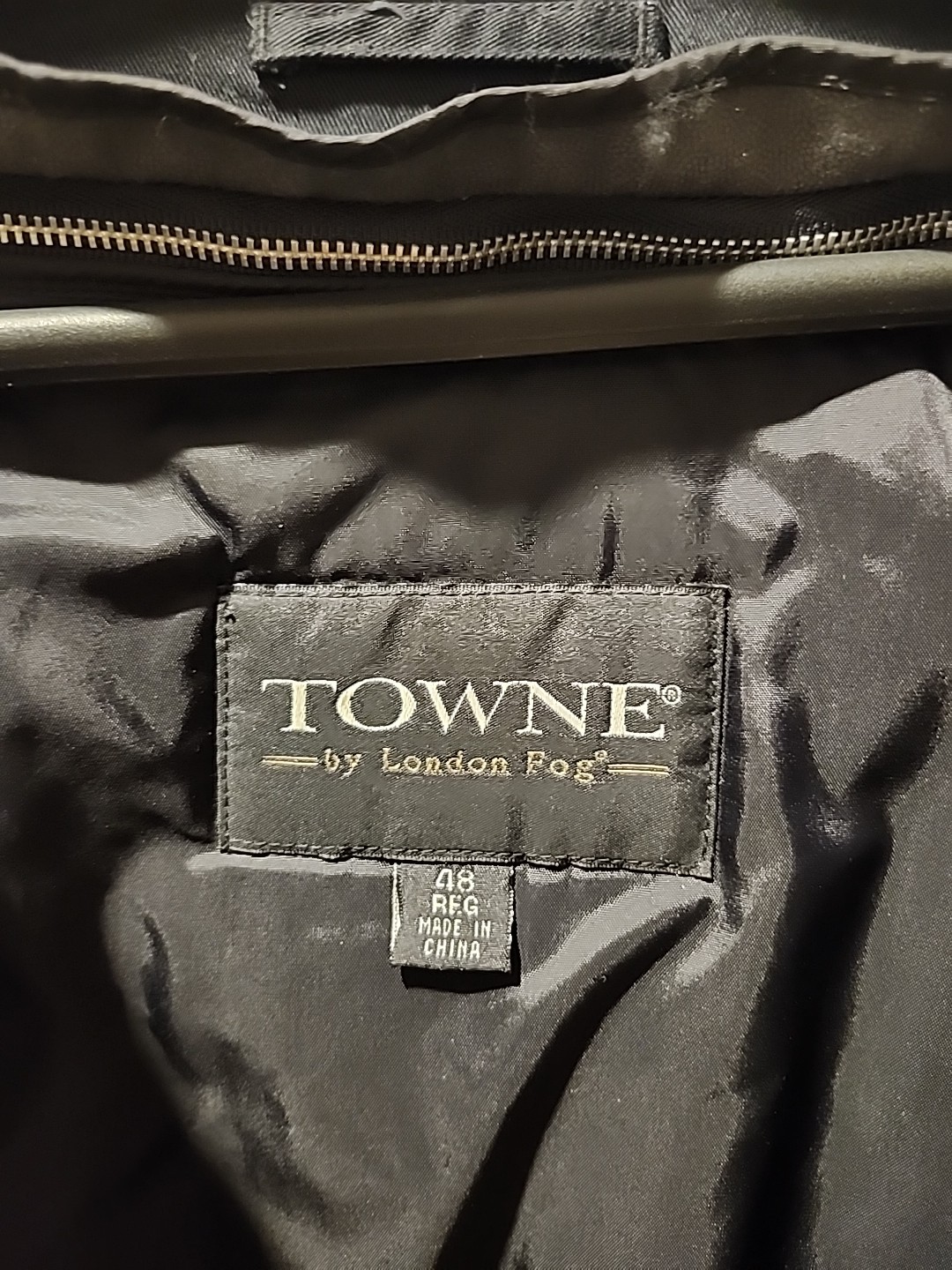 Vintage Towne London Fog Black Belted Removable Liner Trench Coat Men 48 Regular