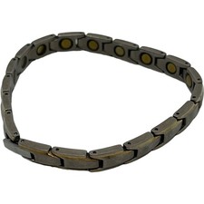 Magnetic Therapy Bracelet Silver Tone Metal Link Health Wellness Unisex 8"