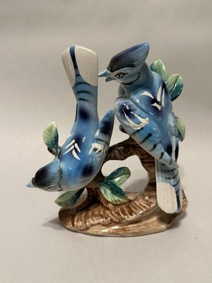 VINTAGE & Unique- porcelain statue/figurines Blue Jays - Made In Japan 1960s