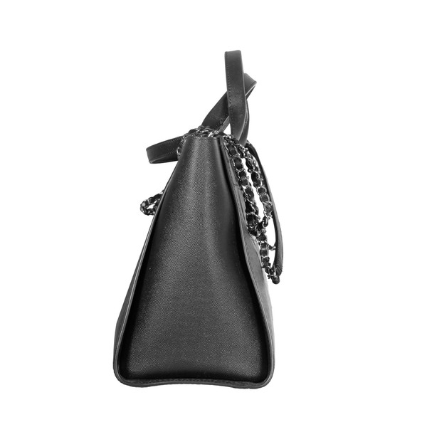 Bolso Deauville Mediano de Cuero Pebbled con Tachuelas Chanel Negro 4