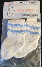 Toddler Tube Socks White  Blue By Happy Baby Booties Vintage USA NIP