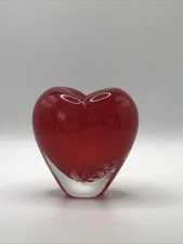 Hand Blown Etched Heart Shaped Bud Vase ￼