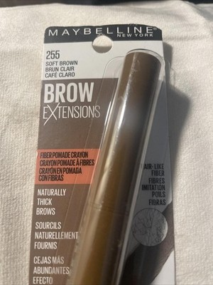 Maybelline New York Brow Extensions Fiber Eyebrow Pomade Crayon, Soft Brown #255