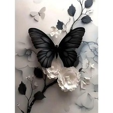 Butterfly Flower Diamond Art Kits for Adults,5D Diamond Painting 12 X 16in