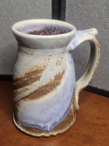 Vintage Studio Art Pottery Handcrafted Multicolor Stoneware Tankard Signed Ash