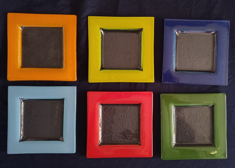Fused Glass Plates Set of 6 (size 6" by 6")
