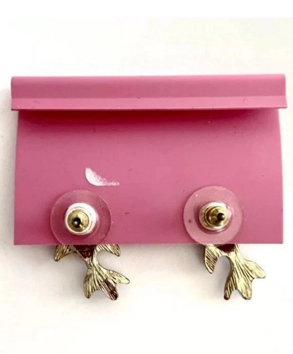 Pendientes Betsey Johnson Esmalte Naranja Esmalte Estrás Oro Pez Nuevos con Etiquetas Foto 4 de 4