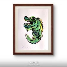 Aleph Original Art Gator 2 14x11 Figurative Expressionist On Gallery Paper