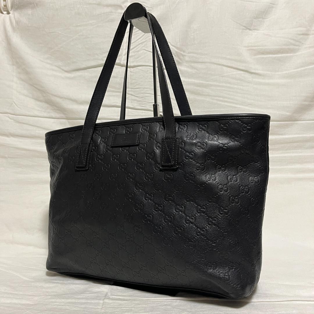 GUCCI Leather Shima Tote Bag Black Authentic Women's Fashion