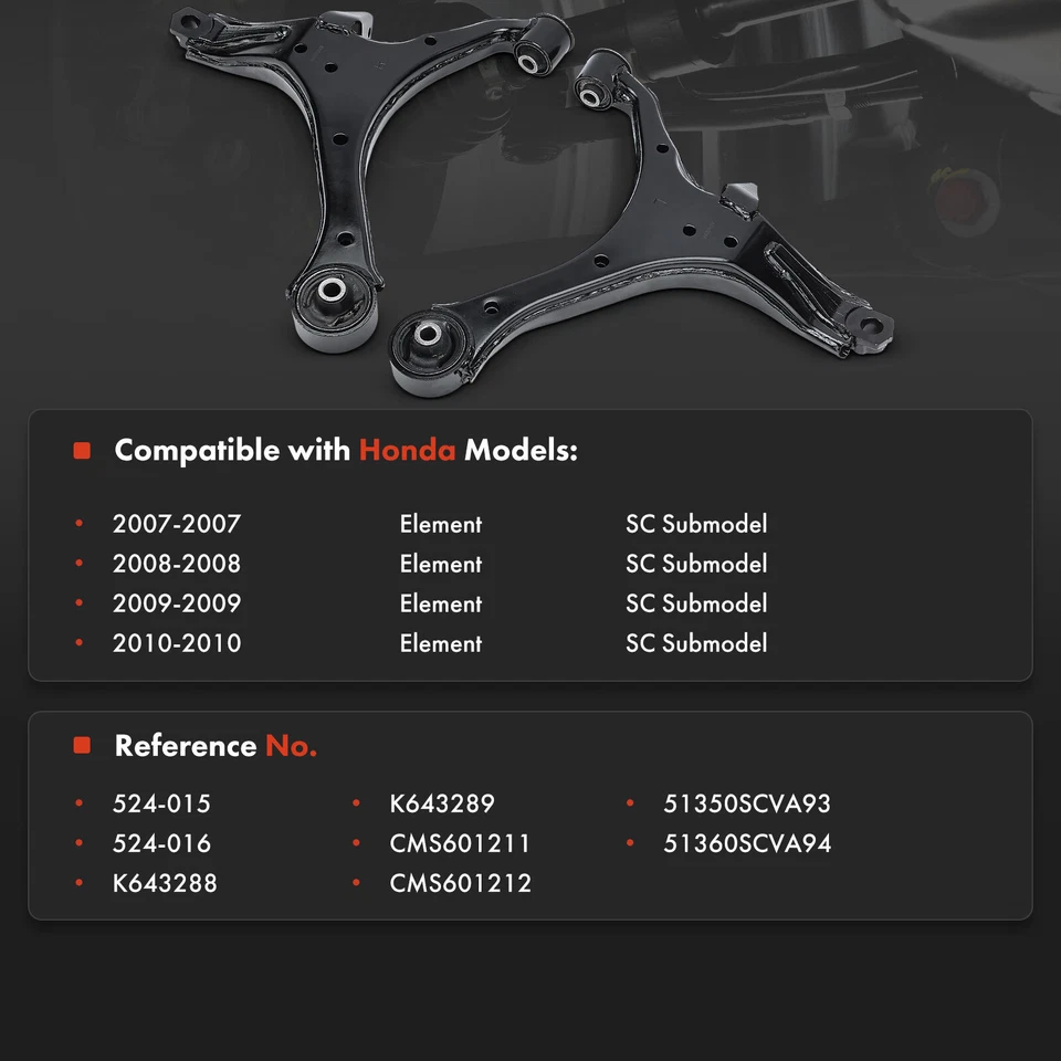 2x Brazo de control inferior delantero izquierdo y derecho para Honda Element 2007 2008 2009 2010 SC Foto 2 de 4