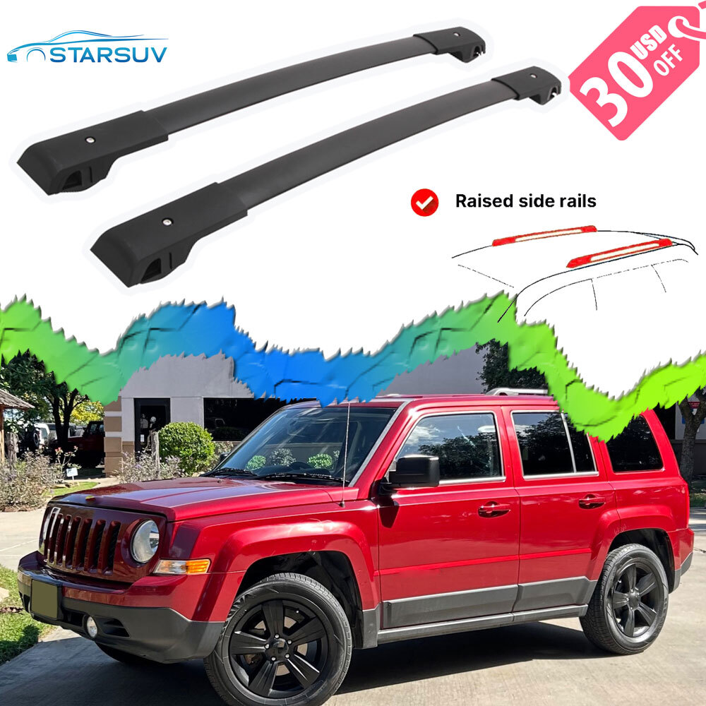 For Jeep Patriot 2007-2017 Black Cross Bar Baggage Roof Rack Rail