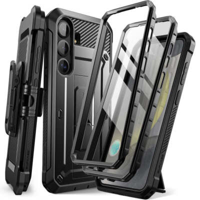 Handyhülle für Galaxy S25 Supcase Case Cover Schutz Hülle Tasche Etui Schwarz