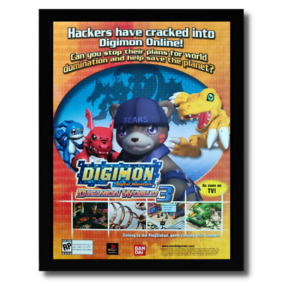 2002 Digimon World 3 Framed Print Ad/Poster Authentic Original PS1