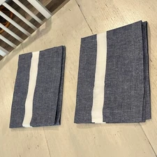 TOMMY HILFIGER BLUE WHITE STRIPED STANDARD PILLOW (2) SHAMS Cotton