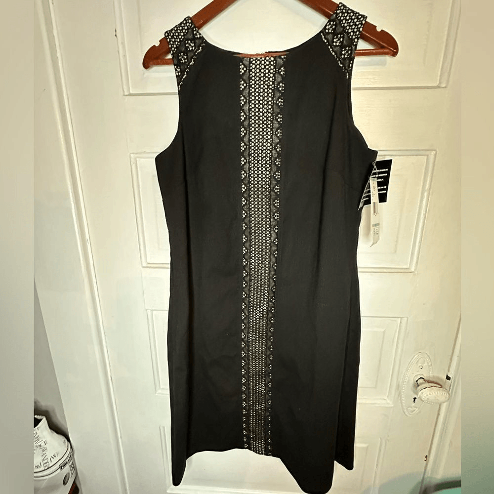 nine west crochet dress Nine West Orange Crochet Fit And Flare Dress Yellow Lining Zip Back Women's  2