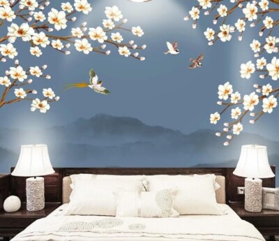 3D Flower Branch ZHUA40614 Wallpaper Wall Murals Removable Self-adhesive Ann