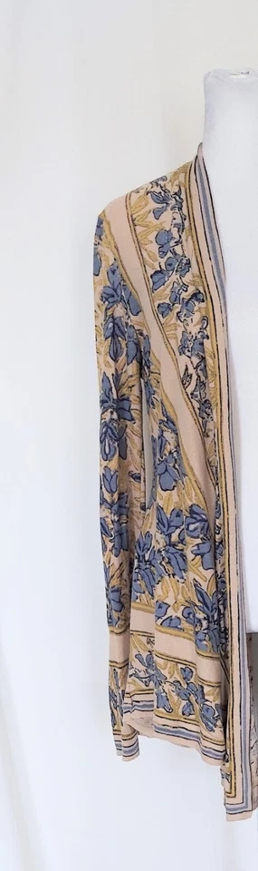 Cárdigan Anthropologie Talla Pequeña Ginebra Tapiz Punta Mezcla Lino Azul Tostado Foto 2 de 4