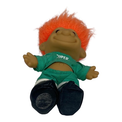 Vintage Russ 5" Fußballspieler grüne Uniform Super Kicker MVP Troll Puppe - Bild 5 von 5