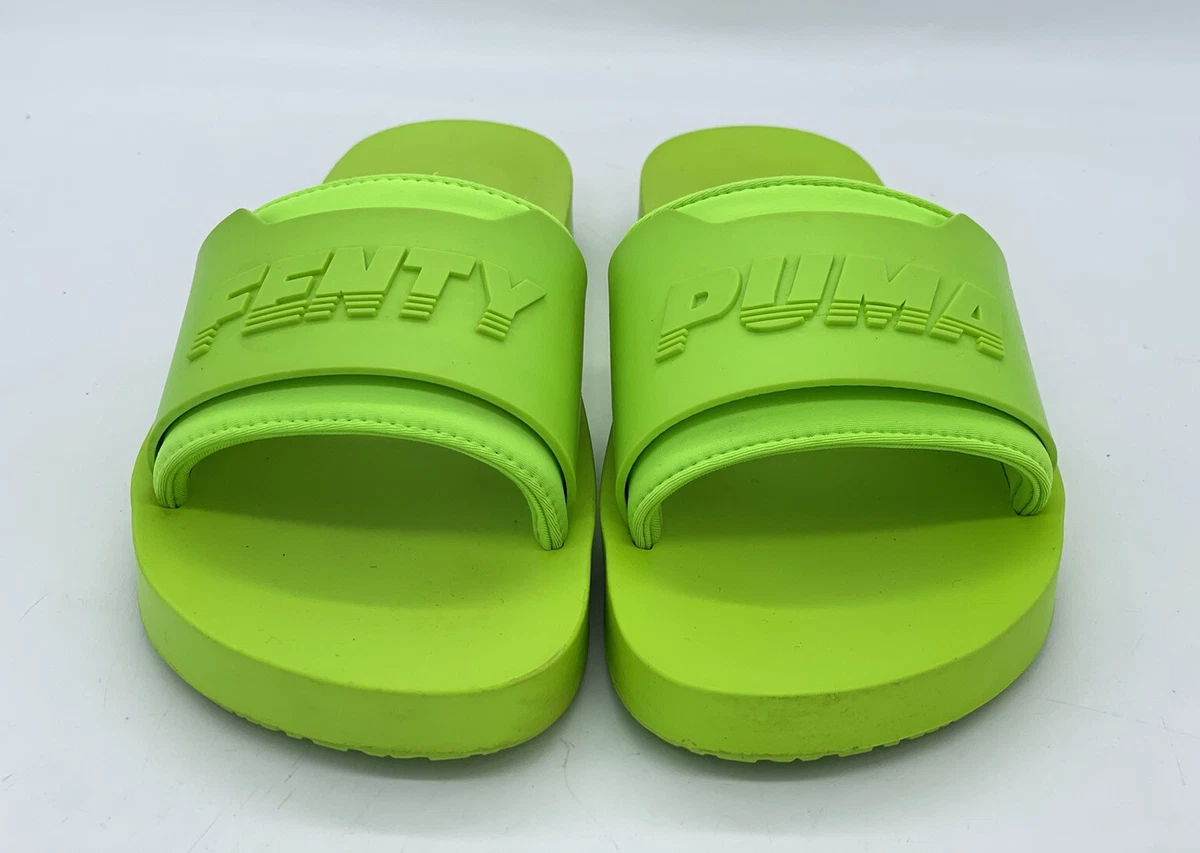 bypass bue Refinement Puma Fenty X ￼Rihanna Surf Slide Gecko Neon Green Slip On Sandals 367747-04  Sz 8 | eBay