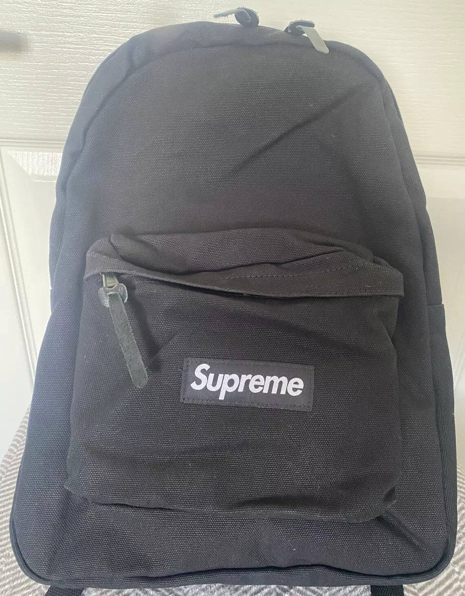 Brand New Supreme Canvas Backpack Black White Logo Fall/Winter