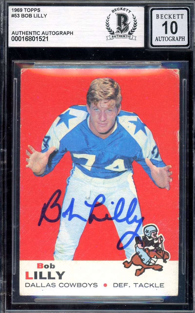 Bob Lilly Gem Mint 10 Beckett BAS Signed 1969 Philadelphia Autograph