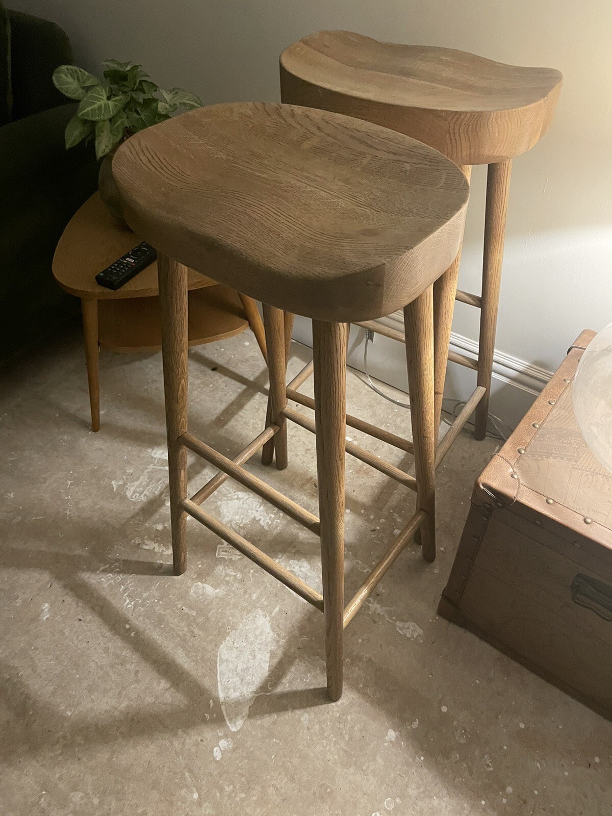 Pair Of Weathered Oak Counter Stools Cox And Cox Kitchen Or bar eBay