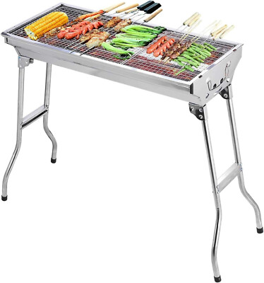 Klappgrill Holzkohlegrill Grill Stahl Edelstahl Garten Picknick Campingkocher
