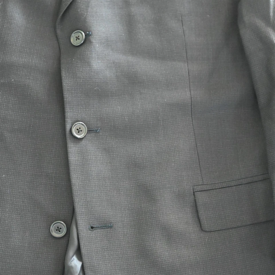 Chaqueta Pantalones Traje De Colección Brandini 46R 40x30 Azul Marino Cuadros 100% Lana Para Hombre Foto 3 de 4