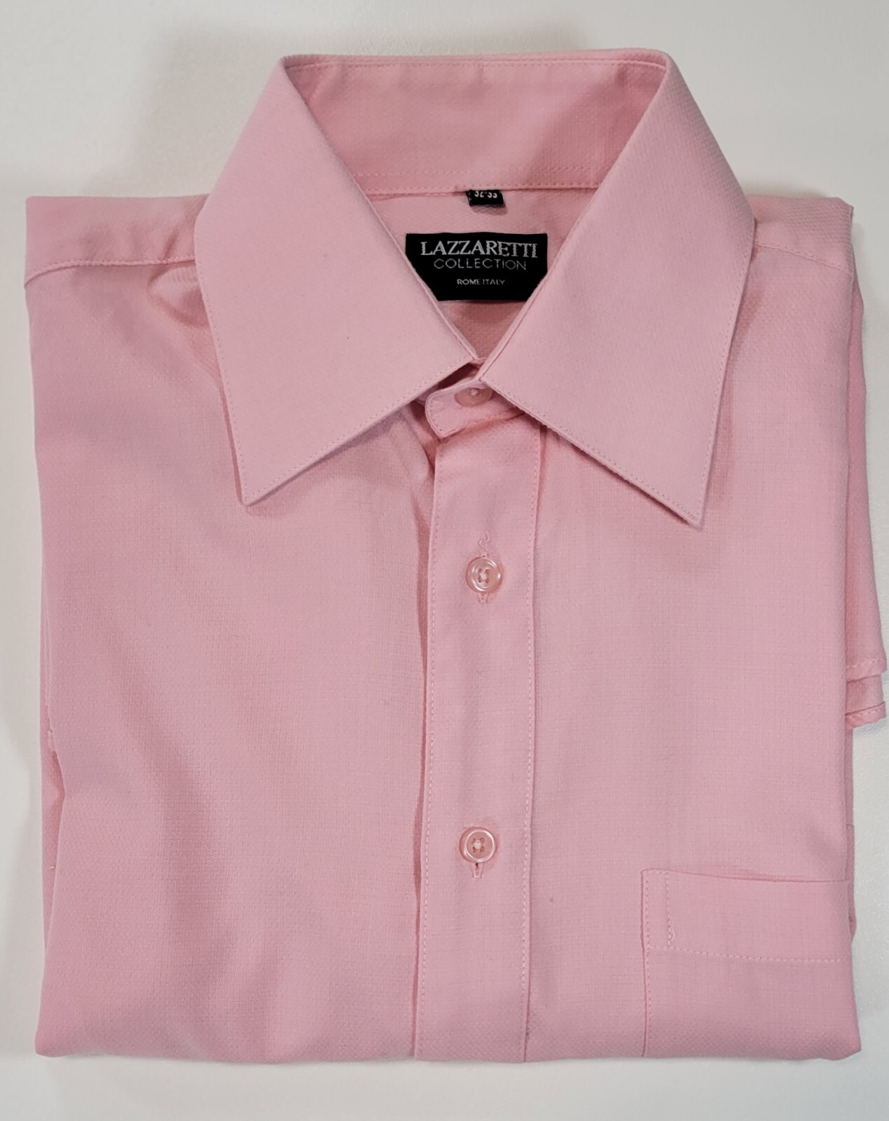 Lazzaretti Long Sleeve Men's Dress Shirt Pink Size 15 32/33 Designed in