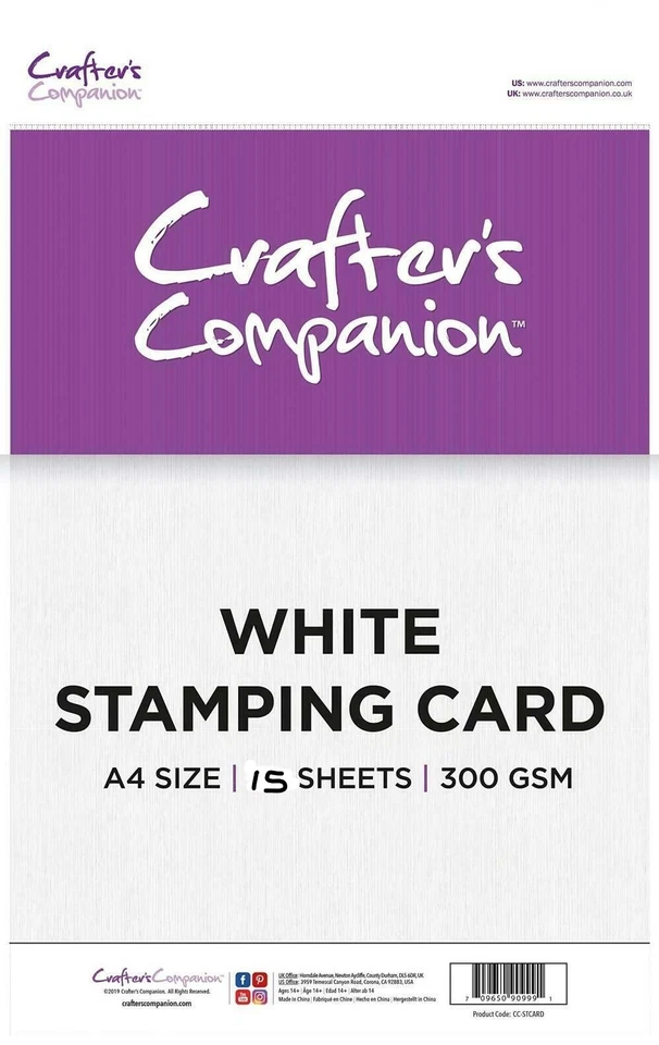 15 x A4 Crafter's Companion A4 White Stamping Card 300gsm NEW