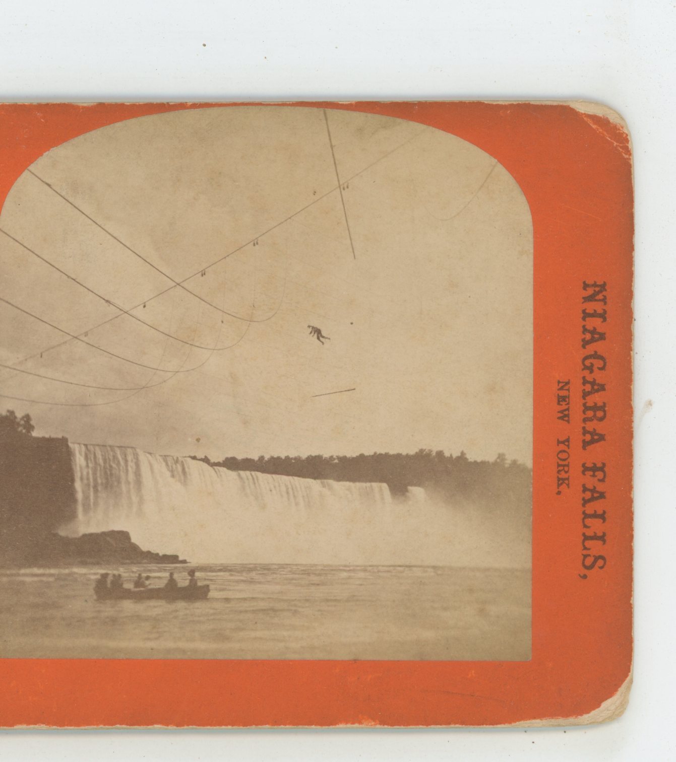Belleni Couchone Leap Tightrope Niagara Falls George Barker Stereoview