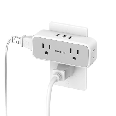 Multi Plug Outlet Splitter with USB, TESSAN 4 Electrical Multiple Outlet Exte...