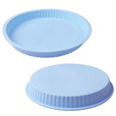 2er Set Silikon Backform Ø 26,5cm Quiche Tarte Pizza Kuchen Form Rund Geriffelt