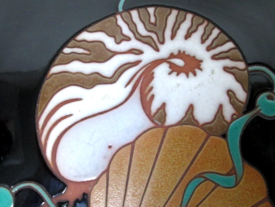 Vintage Arius Tile Co Art Pottery Tile Trivet Beach Seashells Decor Italy 8 x 8 - Image 4 of 4