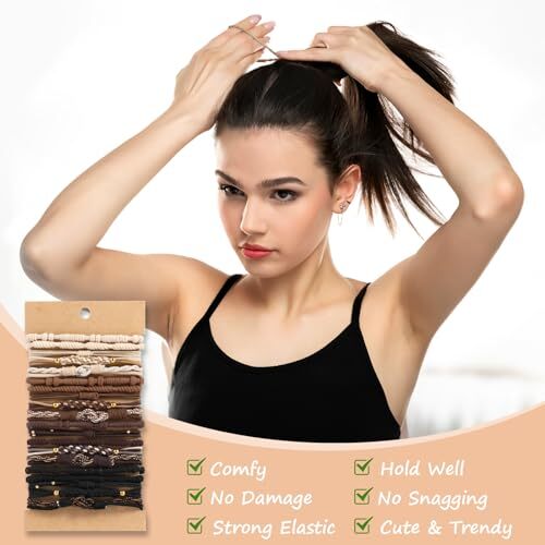 20 PCS Hair Tie Bracelets, 4 Styles Cute Elastic Bands for Thick or Thin F-BOHO - Bild 3 von 7