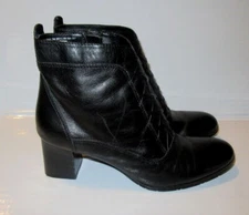 Classic Elements Womens Black Leather Booties Faux Lace-Up Mary Poppins Boots 7M