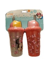 DISNEY BABY MINNIE MOUSE 2 PIECE POP UP STRAW INFANTS SIPPY CUP. SPILL PROOF.