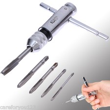 M3-M8 Metric HSS Straight Fluted Cutter Hole Screw Tap & T-Handle Wrench Set