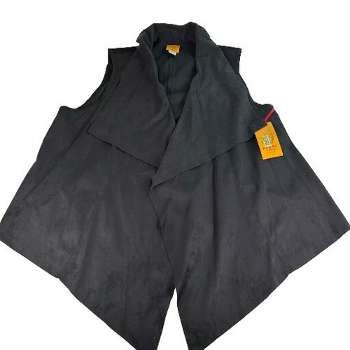 Ruby Rd. Faux Suede Cardigan Cowgirl Size 2X Black Gypsy Caravan Vest Jacket