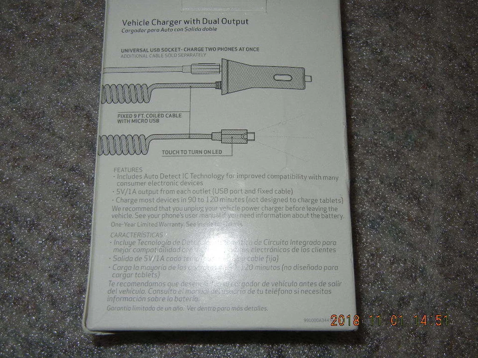 Verizon Vehicle Charger with Dual Output and LED Light, NEW - Image 2 of 4