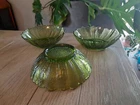 3 MCM Retro Vintage Anchor Hocking Country Estate Avocado Green Sunflower Bowls