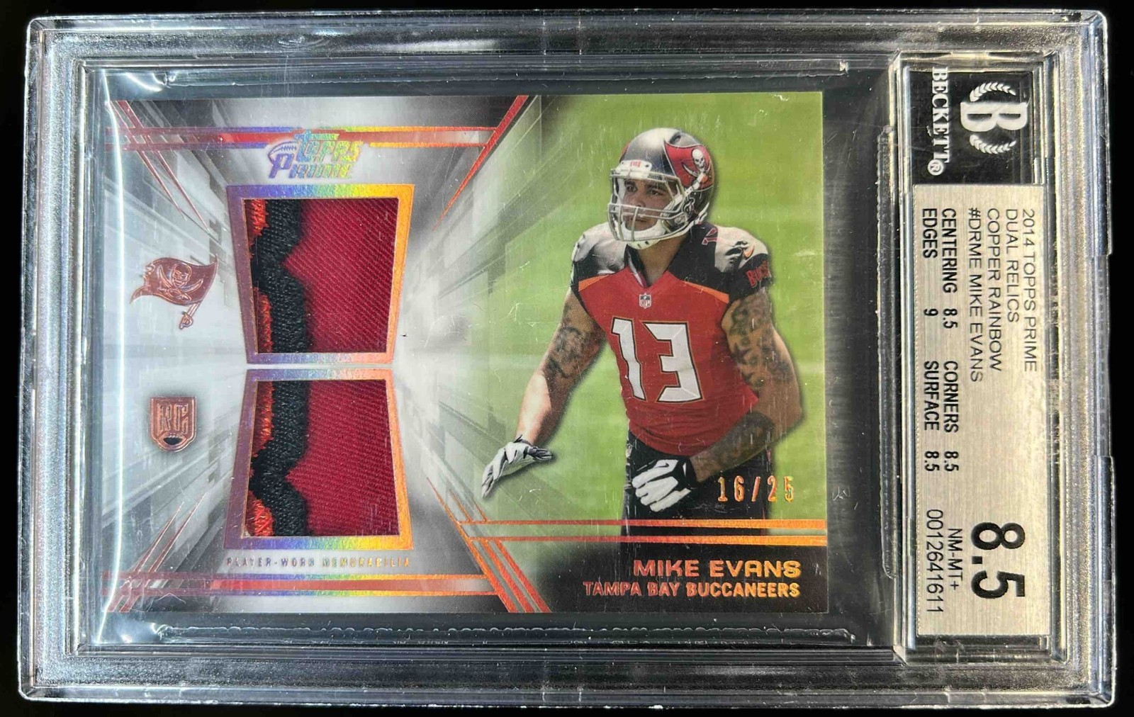 Mike Evans Topps Prime Dual Relics #DRME Copper Rainbow