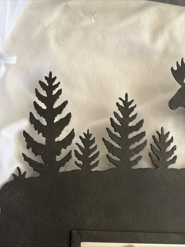 Rustic Moose and Woodland Pine Trees Metal Framed Plate Mirror 19”x 12” - Image 3 of 4