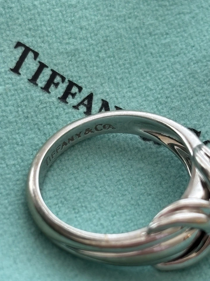 Auténtico TIFFANY&Co. Anillo de oro blanco de 18 quilates firma 1990 EE. UU. 6,5 PESADO 6,23 g Foto 4 de 4