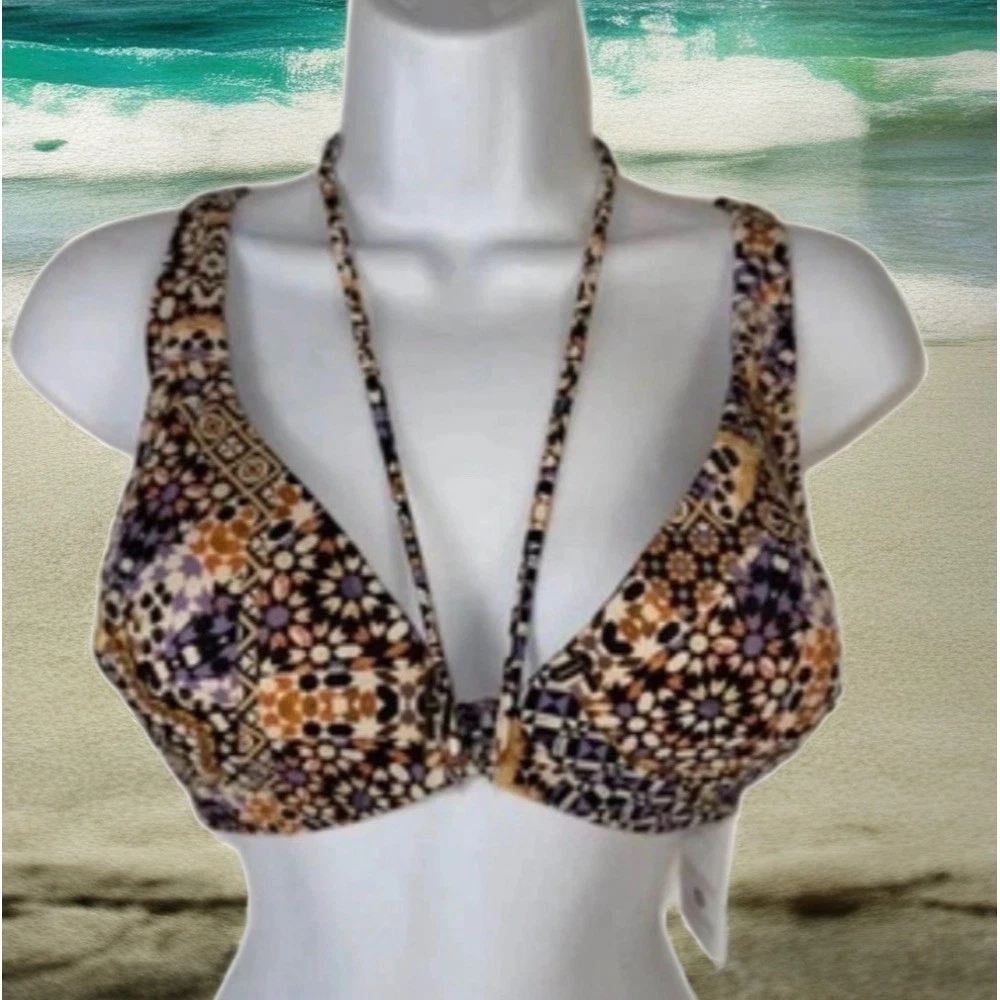 Haut De Bikini Shade & Shore Bleu Floral - Taille 36B, Neuf Avec étiquettes, Parfait Pour L'été
