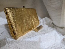 Vintage Gold Metallic Clutch Wallet Purse Stylish Retro Accessory for Women