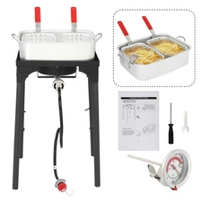 Grade Propane Gas Dual Basket Outdoor Fryer 18 Qt Deep Fry Fish Wings
